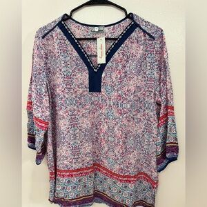 Anna & Ava Red and Blue Patterned Blouse